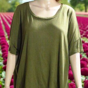Olive Green Drape Sleeve Shirt Top